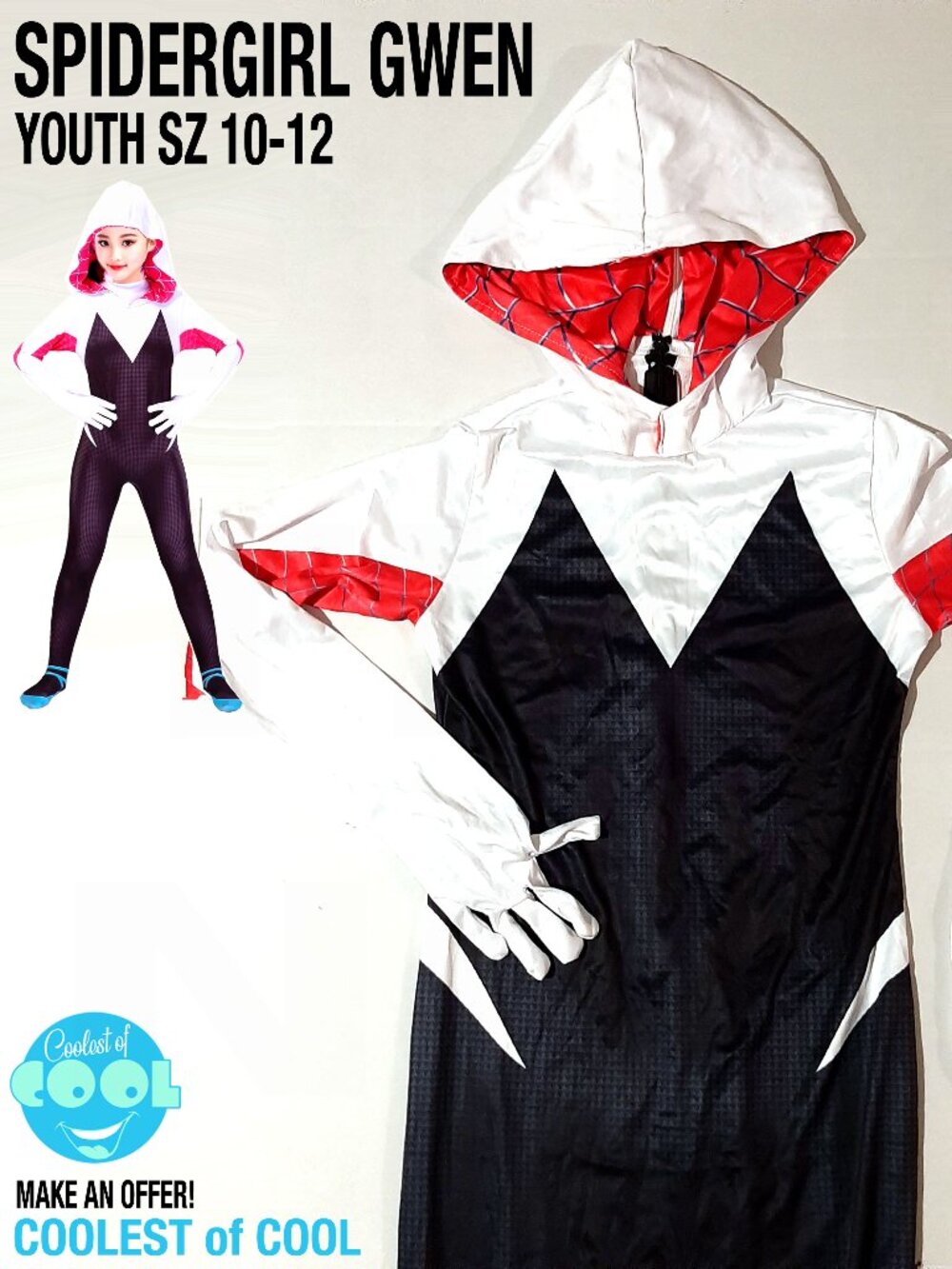 Spidergirl Gwen Spiderman Girl Jumpsuit Kids youth costume US 12 - 14 yr 150cm